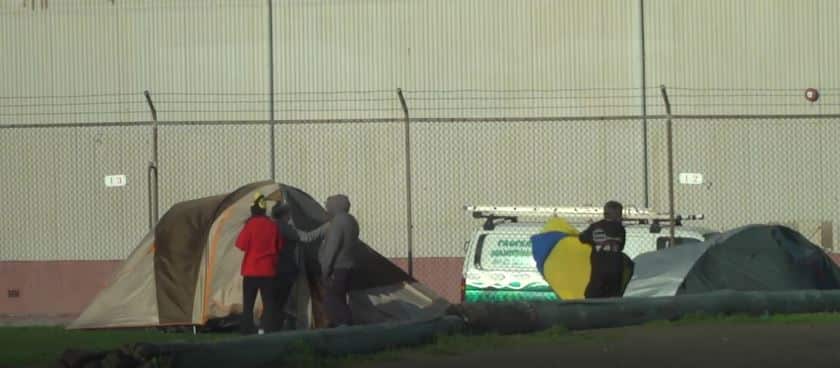 Homeless people in Hobart set up tents