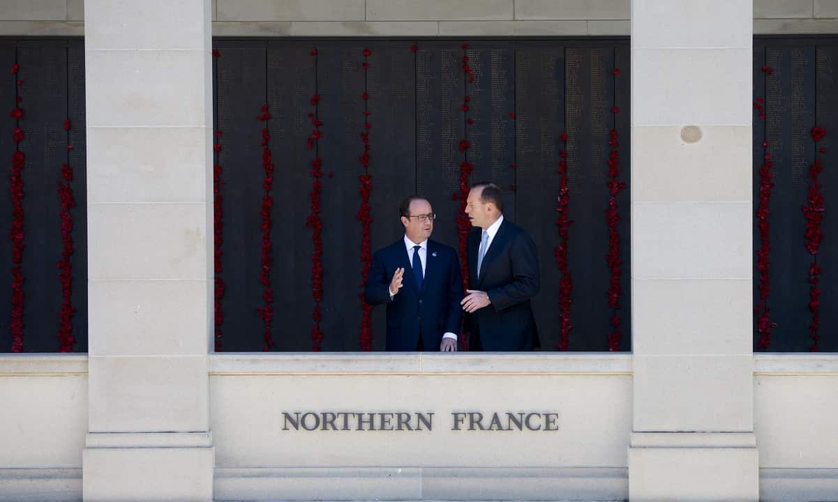 November, 2014: Francois Hollande, with the then PM Tony Abbott, is the only other French leader to have visited Australia.