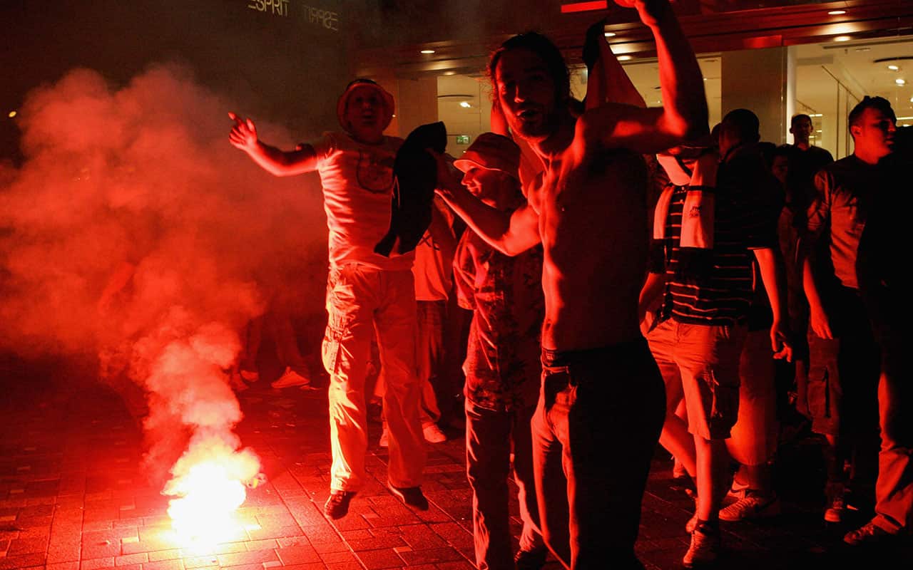 After Germany beat Poland 1-0 in the 2006 World Cup, clashes with about 250 violent supporters led to many arrests.