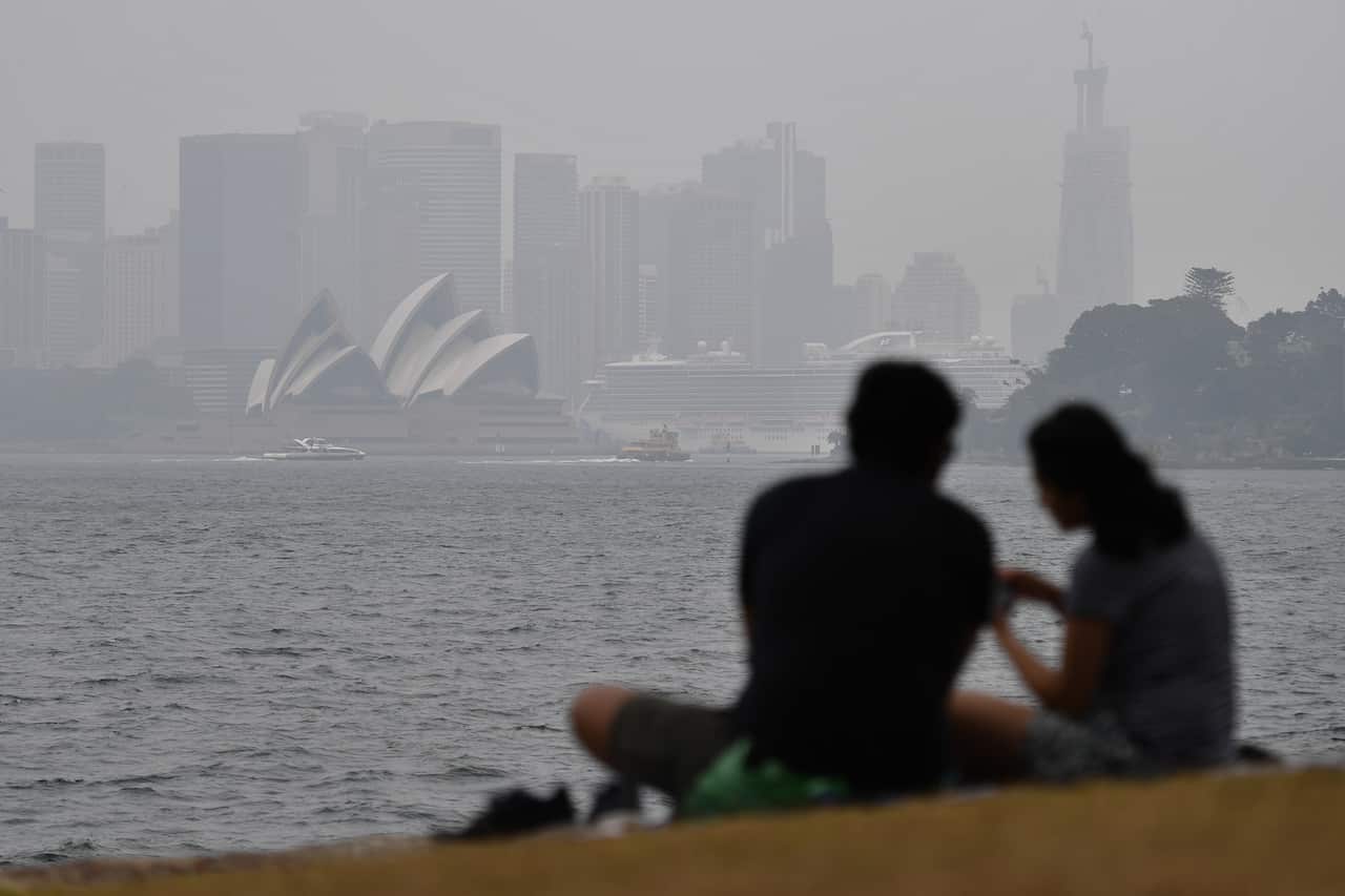 The Sydney Opera House is obscured by smoke haze from bushfires earlier this month. 