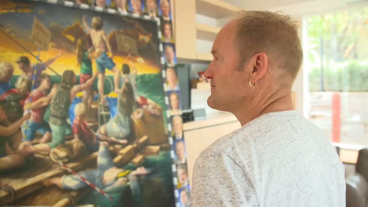 Robert House commissioned the painting to document the fight for justice for people abused in care. 