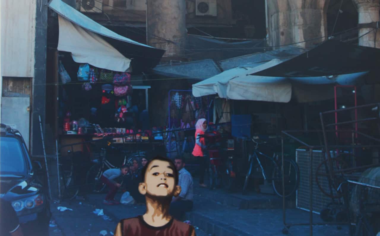 ELK stencil image of Syrian boy