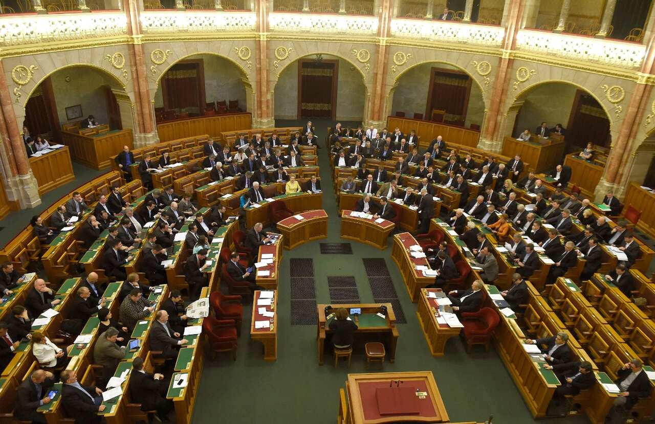 Members of the Hungarian Parliament are seen during the plenary session of the parliament in Budapest, Hungary, 07 March 2017. (AAP)