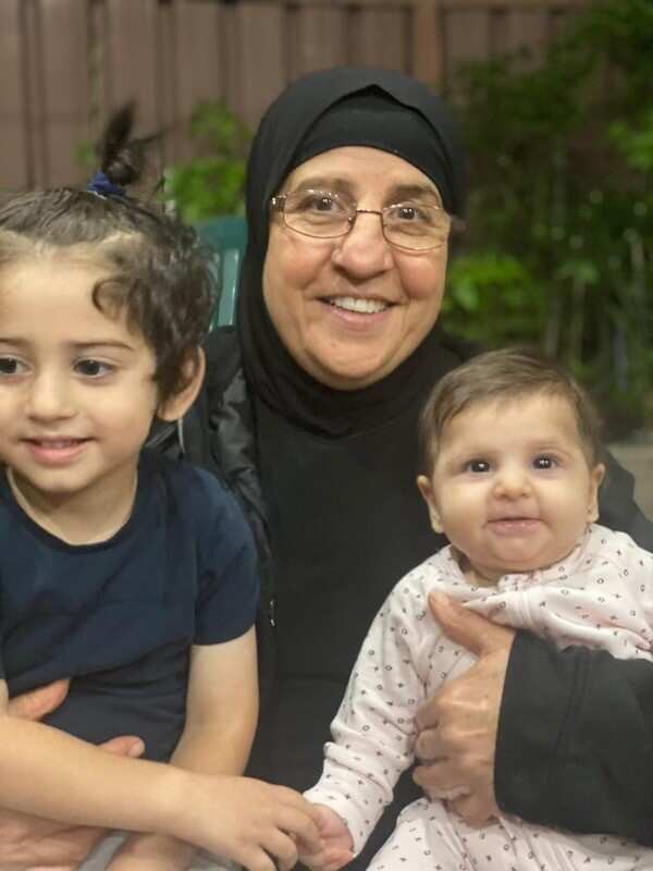 Ibtehaj Shahrouk with her grandchildren. 