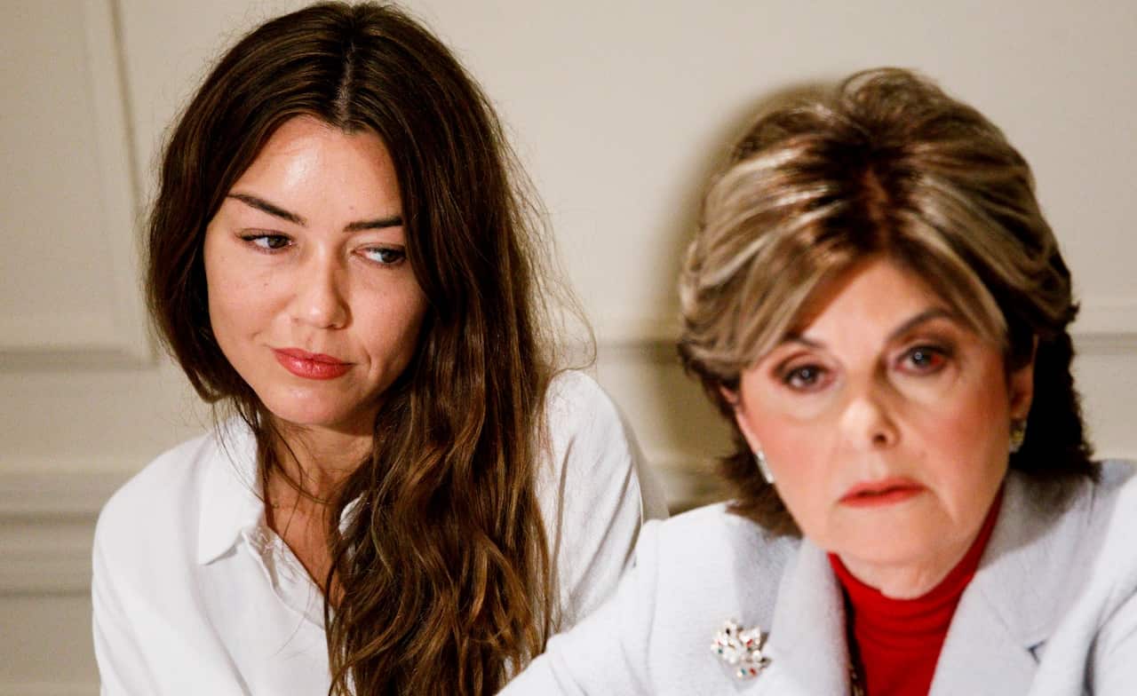 File image of Mimi Haleyi (L) with her attorney Gloria Allred
