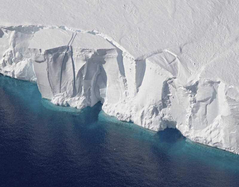 This 2016 photo provided by NASA shows the Getz Ice Shelf.