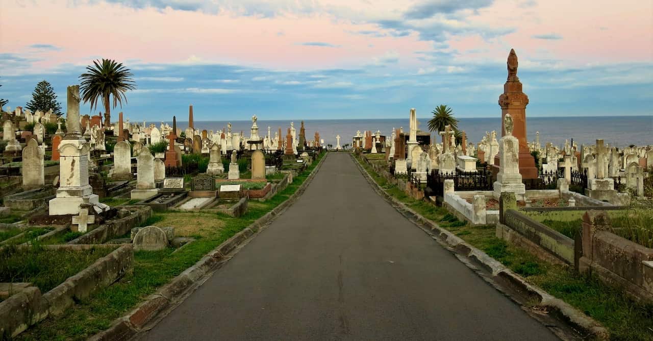     Waverley Cemetery occupies a coastal site in Sydney’s eastern suburbs, the sort of location that simply isn’t available for a new cemetery today.                           