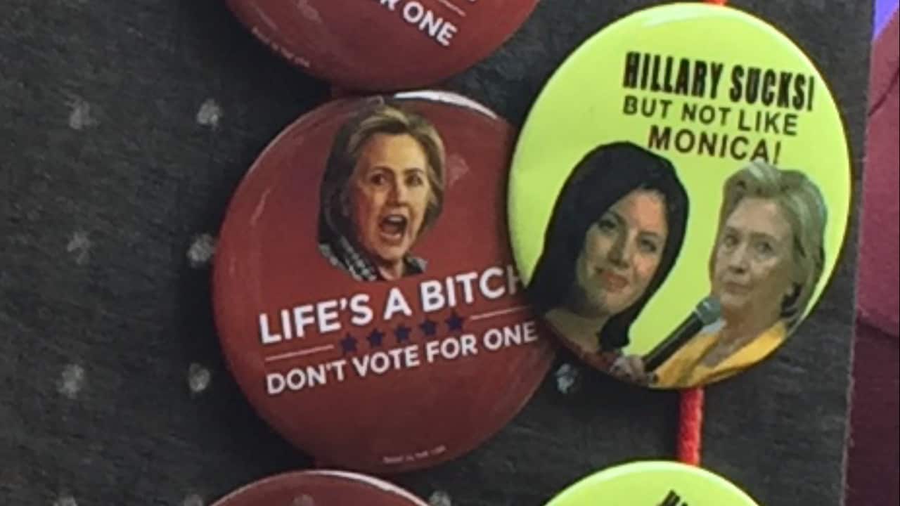 Pins for sale at the Republican National Convention in the US.
