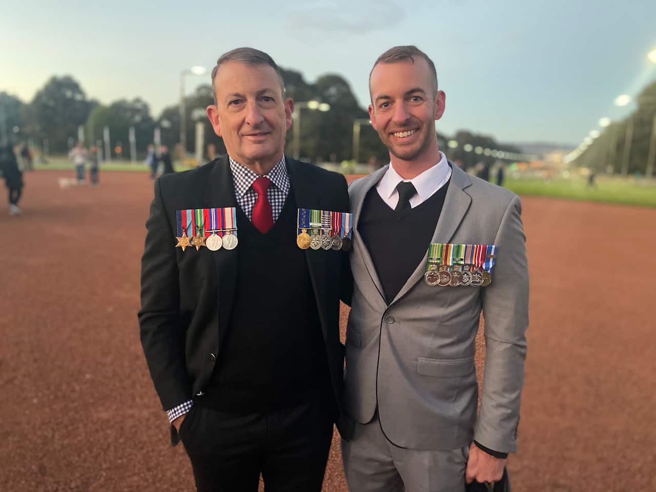 Chris (L) served in the Australian Army for 45 years, with his son Josh (R), who is currently serving.
