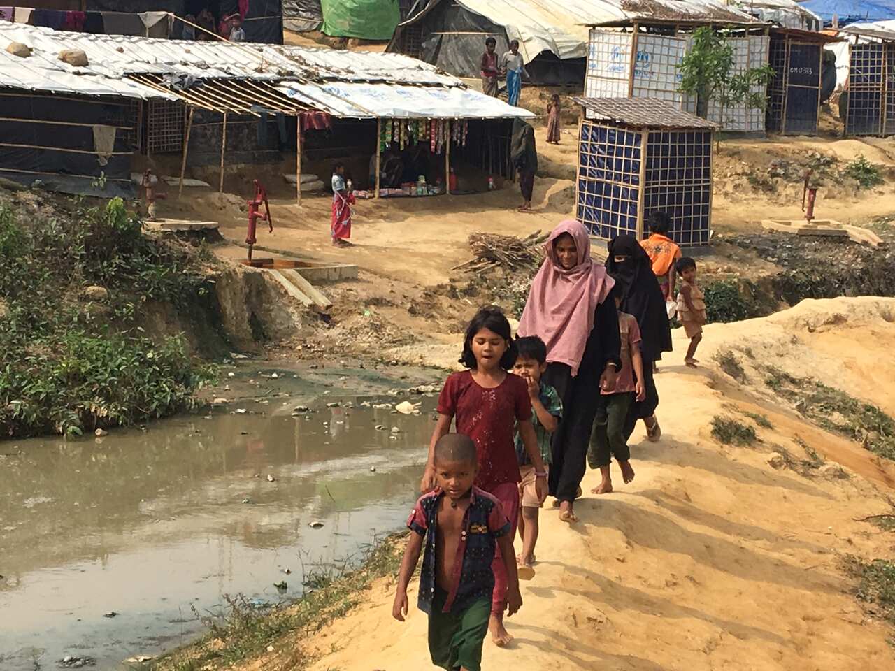 The family were reunited at the refugee camp.