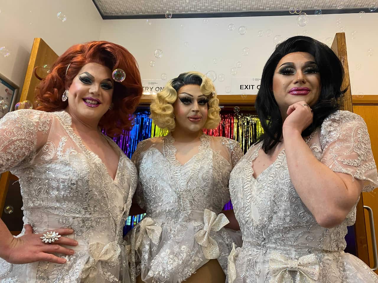 Sydney Drag Royalty entertainers Charisma Belle, Hanna Conda and Carmen Geddit.