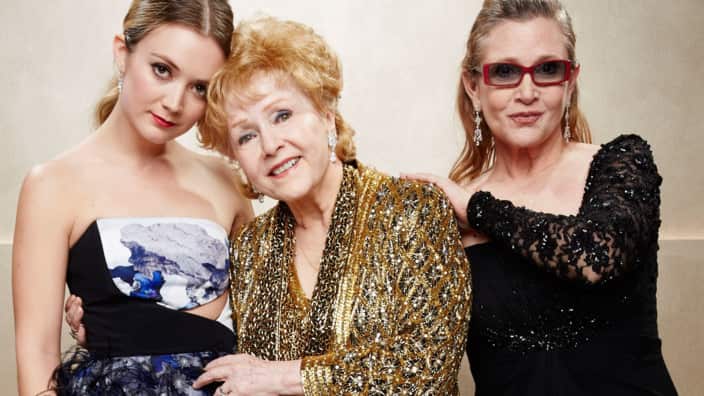 Billie Lourd, Carrie Fisher, and Debbie Reynolds in 2015.