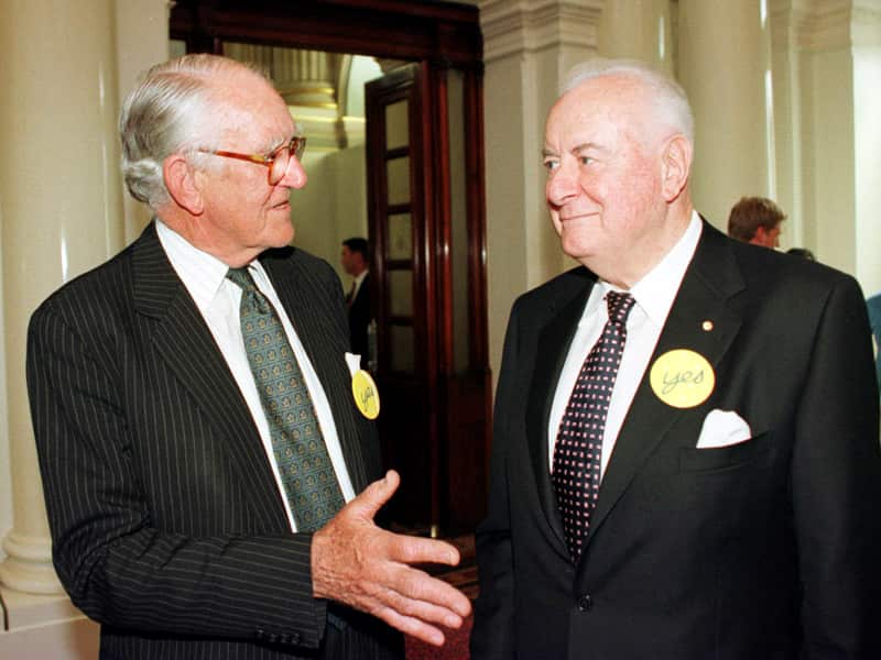 Malcolm Fraser and Gough Whitlam.