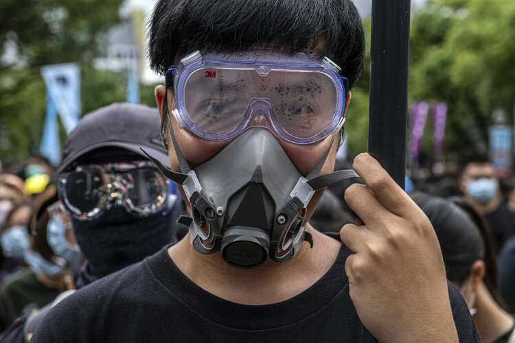 A Hong Kong protester on the streets during the recent clashes with security forces. 