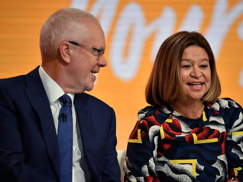 Justin Milne and Michelle Guthrie at an ABC public meeting.