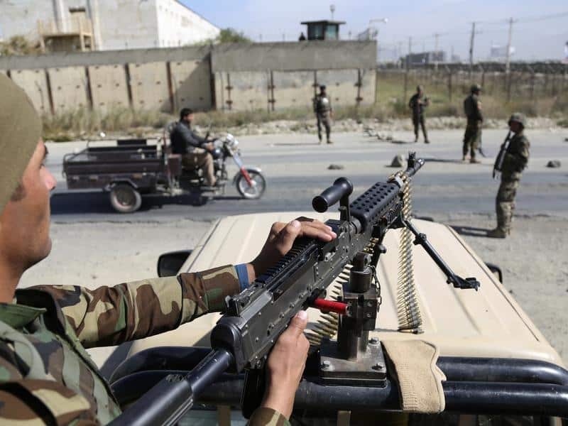 Afghan National Army soldiers at a checkpoint
