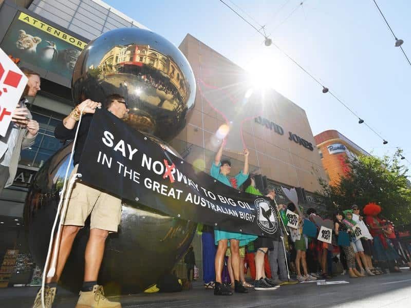 Protests against oil exploration in Australian bight.