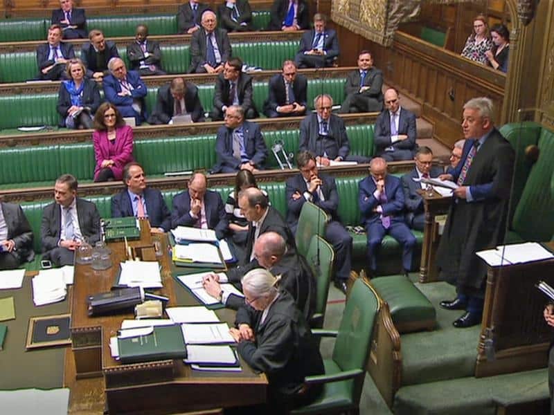 A file image of Speaker John Bercow addressing the House of Commons