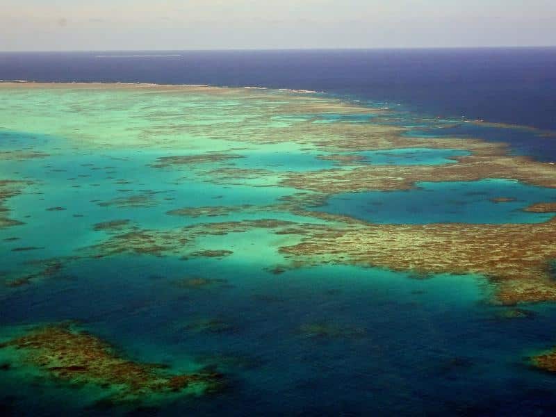 Landscape of the Great Barrier Reef from the air.