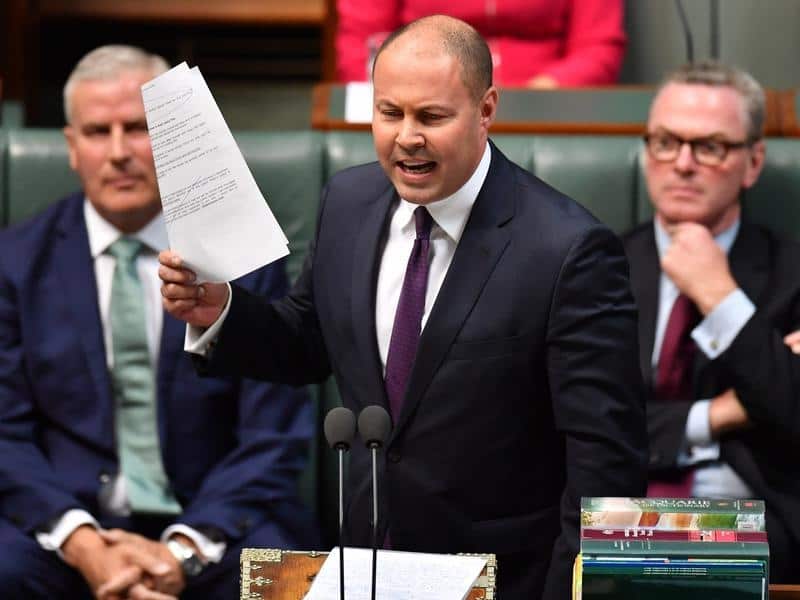 Federal Treasurer Josh Frydenberg in parliament.