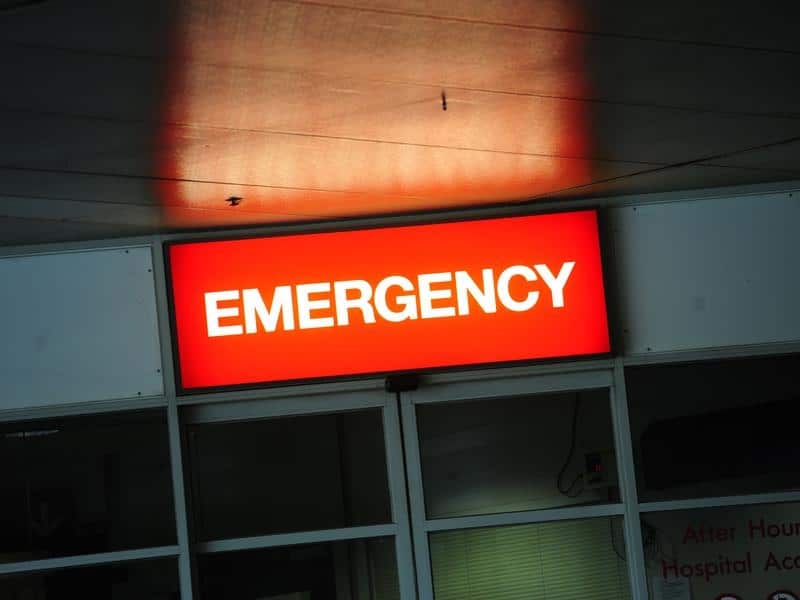 An emergency department sign