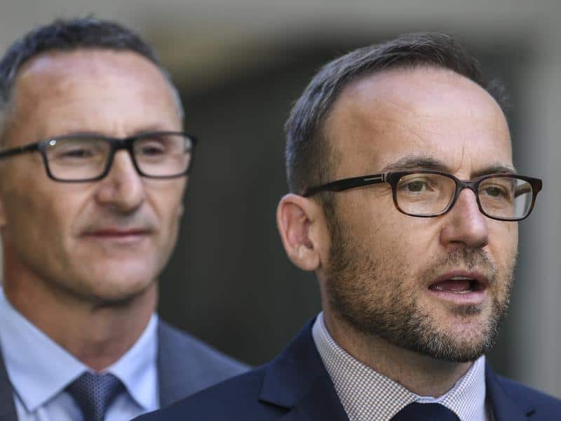 Greens MP Adam Bandt speaks during a press conference.