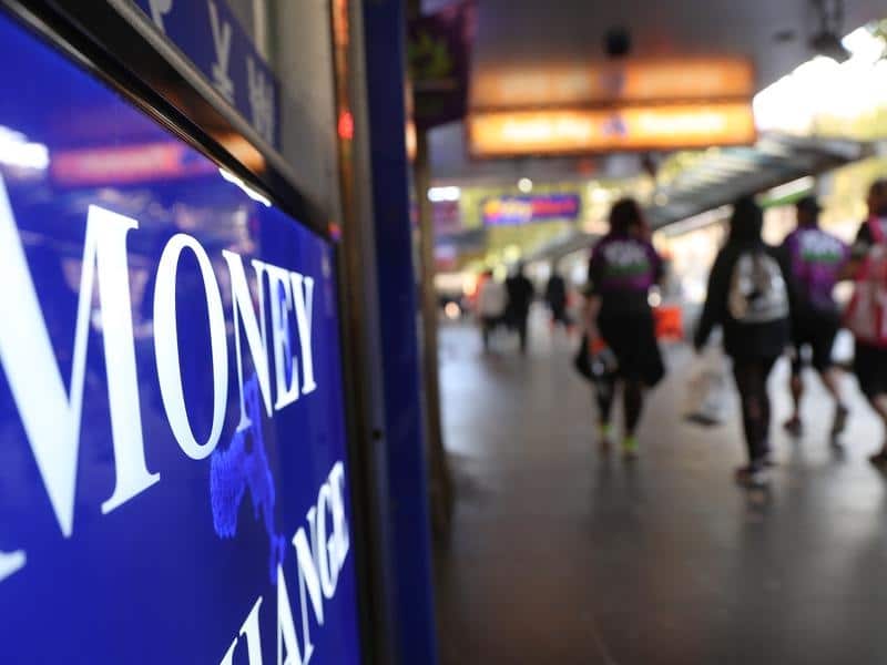 Money sign in commercial street.