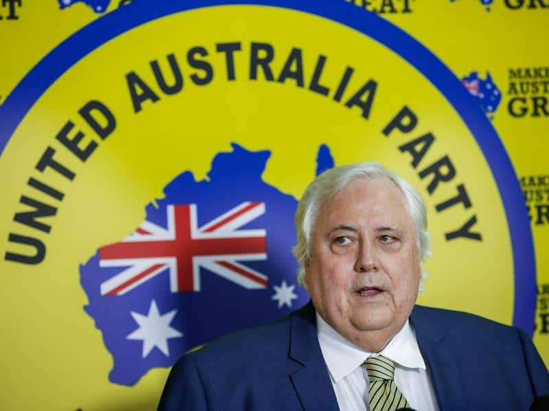 United Australia Party leader Clive Palmer.