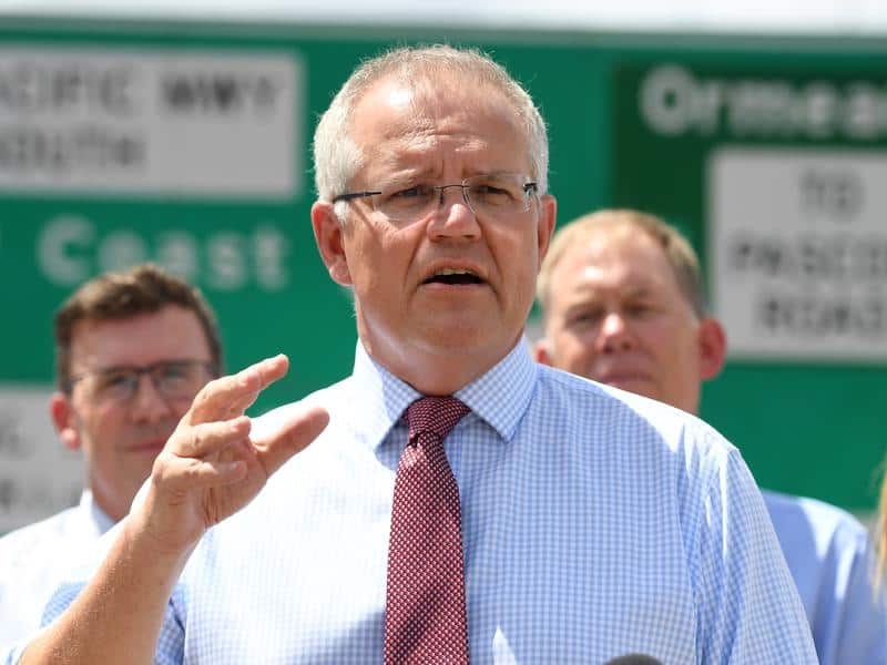 Prime Minister Scott Morrison makes a roads funding announcement.
