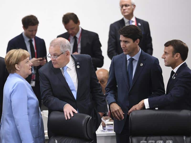 Angela Merkel, Scott Morrison, Justin Trudeau and Emmanuel Macron