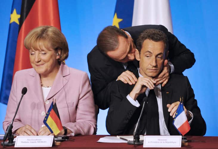 A file photo of from 2008 of Angela Merkel, Silvio Berlusconi and Nicolas Sarkozy.