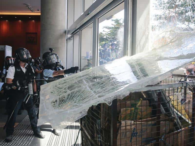 Hong Kong police inside the Legislative Council