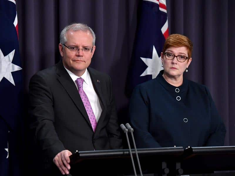 Prime Minister Scott Morrison and Foreign Minister and Minister for Women Marise Payne.