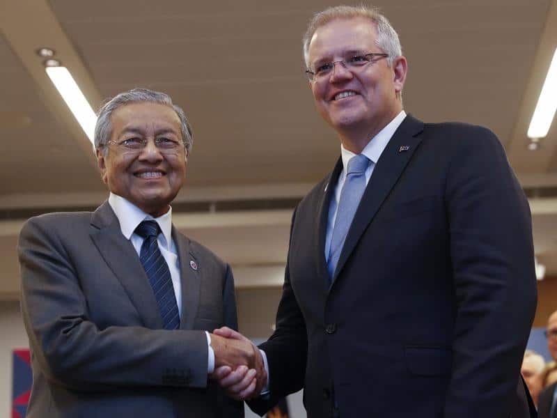 Malaysia's Mahathir Mohamad and Scott Morrison