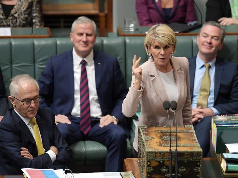 Julie Bishop during question time in parliament.