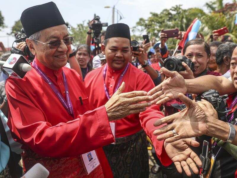Mahathir Mohamed campaigning in Malaysia