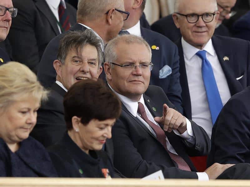 Scott Morrison at the 75th anniversary of D-Day in Portsmouth