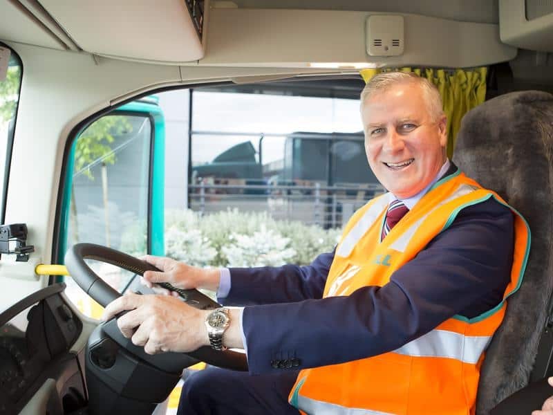 Nationals leader Michael McCormack in the drivers seat of a truck.