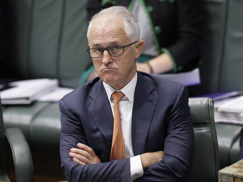 Australian Prime Minister Malcolm Turnbull looks dejected.