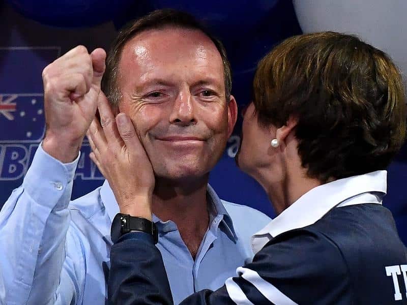 Tony Abbott concedes the seat of Warringah alongside wife Margie.