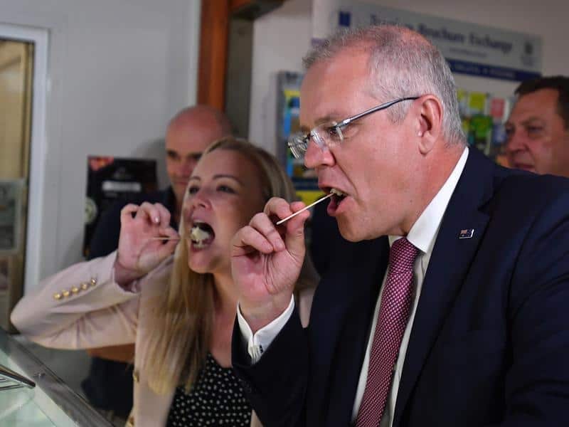 Liberal candidate for Lyons Jessica Whelan with Scott Morrison.