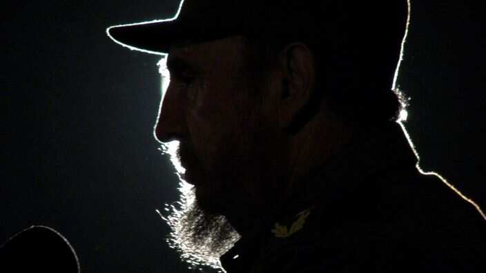 Cuban President Fidel Castro addresses the audience during an event with his Venezuelan counterpart Hugo Chavez.