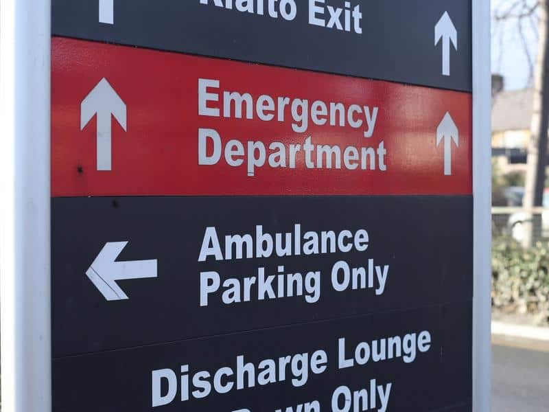 Hospital emergency sign.