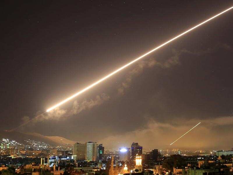 Missiles in the skies over Damascus.