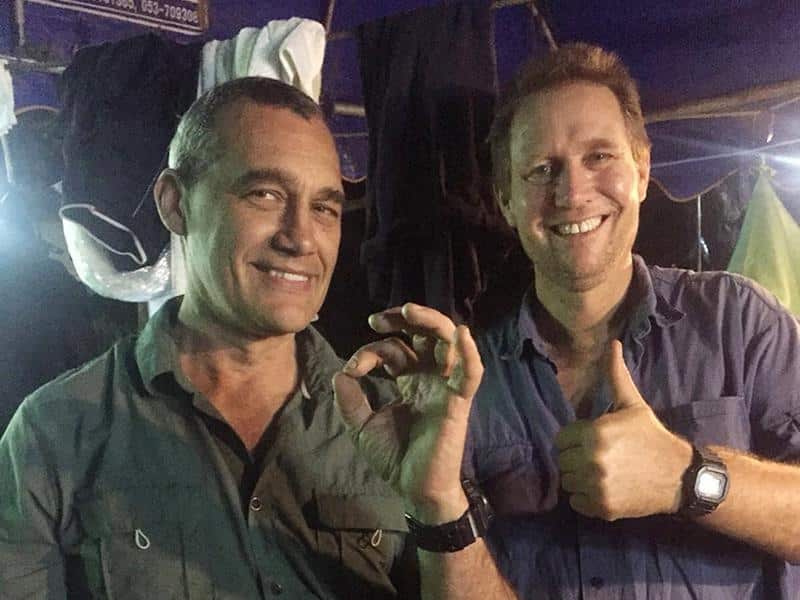 Australian divers Craig Challen and Richard Harris following the dramatic rescue.