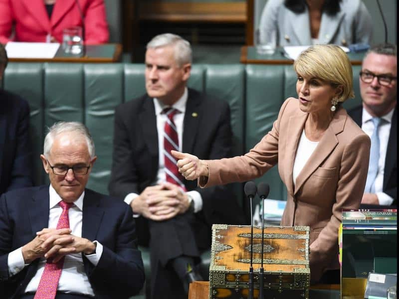 Earlier this week, Ms Bishop said she was sticking by Prime Minister Malcolm Turnbull.