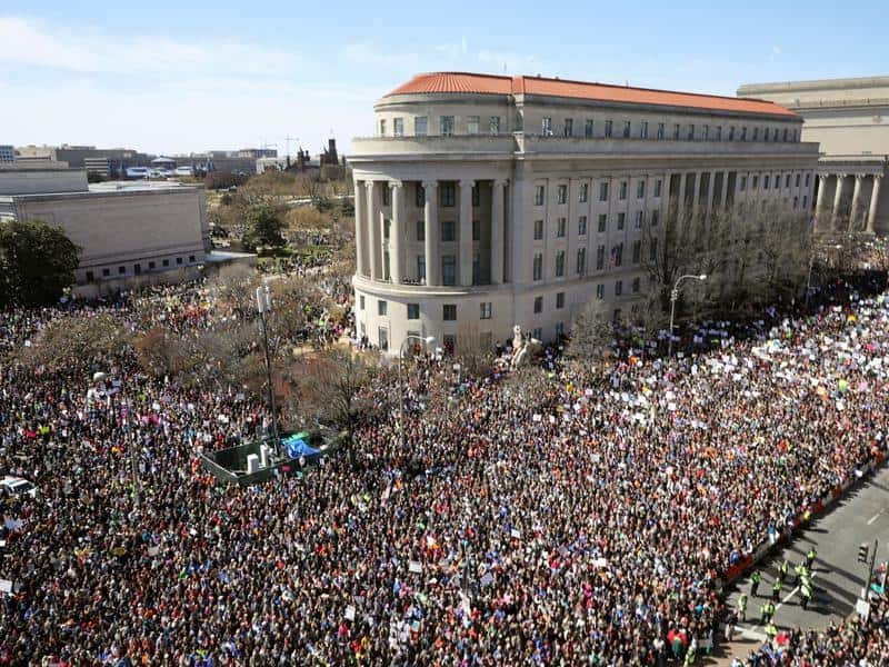 Demonstrators at Pennsylvania Avenue in Washington during a rally to call for stricter gun control.