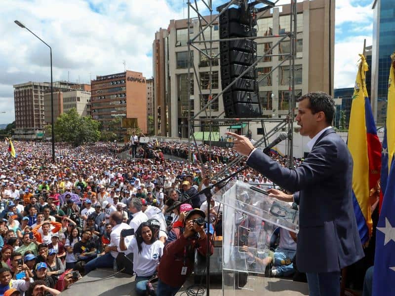 Juan Guaido addresses supporters