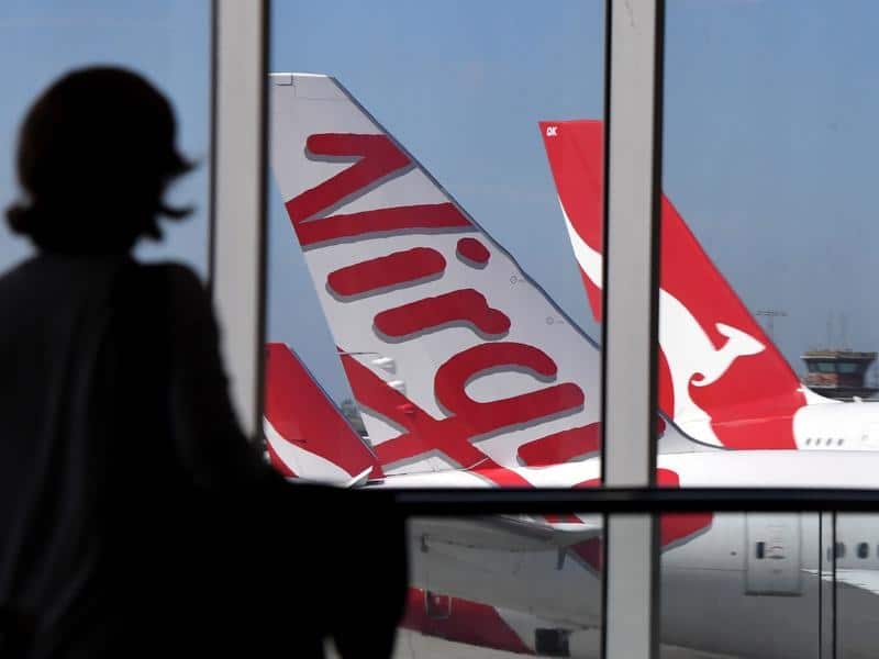 Qantas and Virgin planes seen at Sydney airport