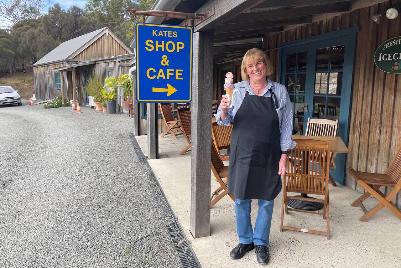 Kate Bradley with ice cream in her hand.